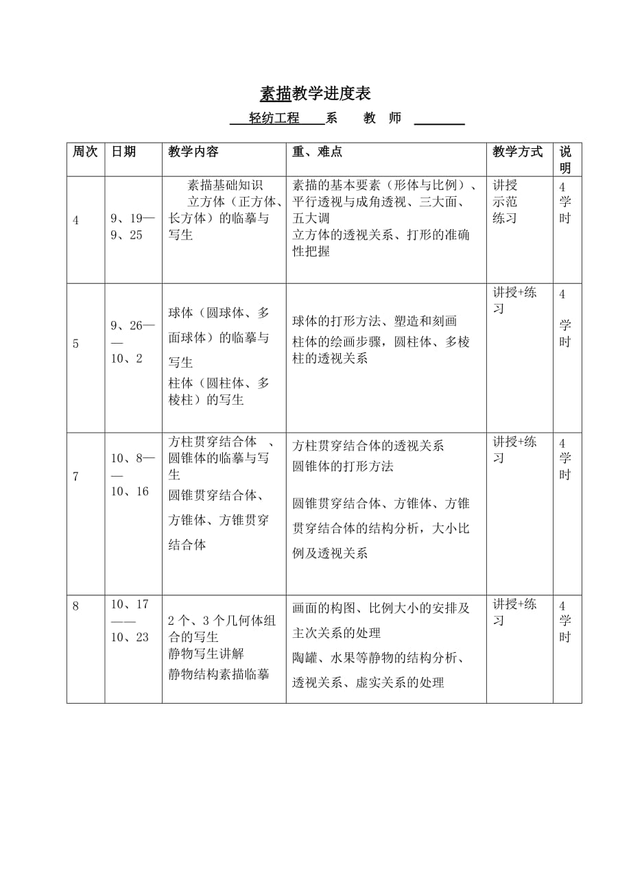 素描教学进度表_第1页