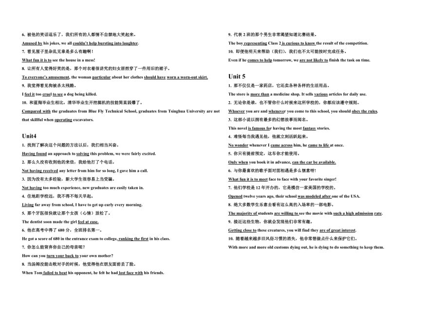 人教版高中英语必修4句子背诵_第2页