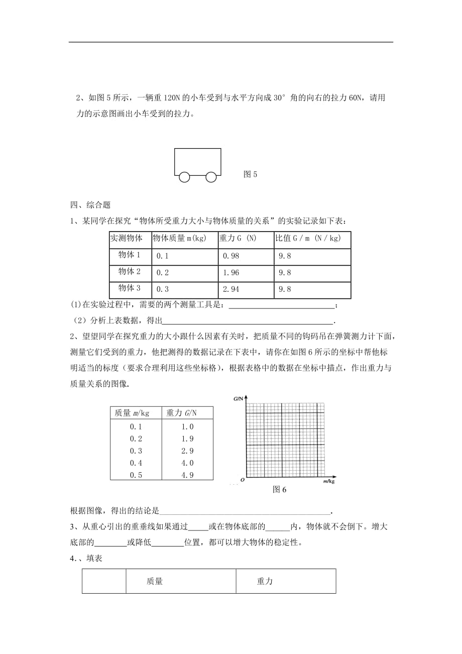 《怎样测量和表示力》同步试题(粤沪版)_第3页