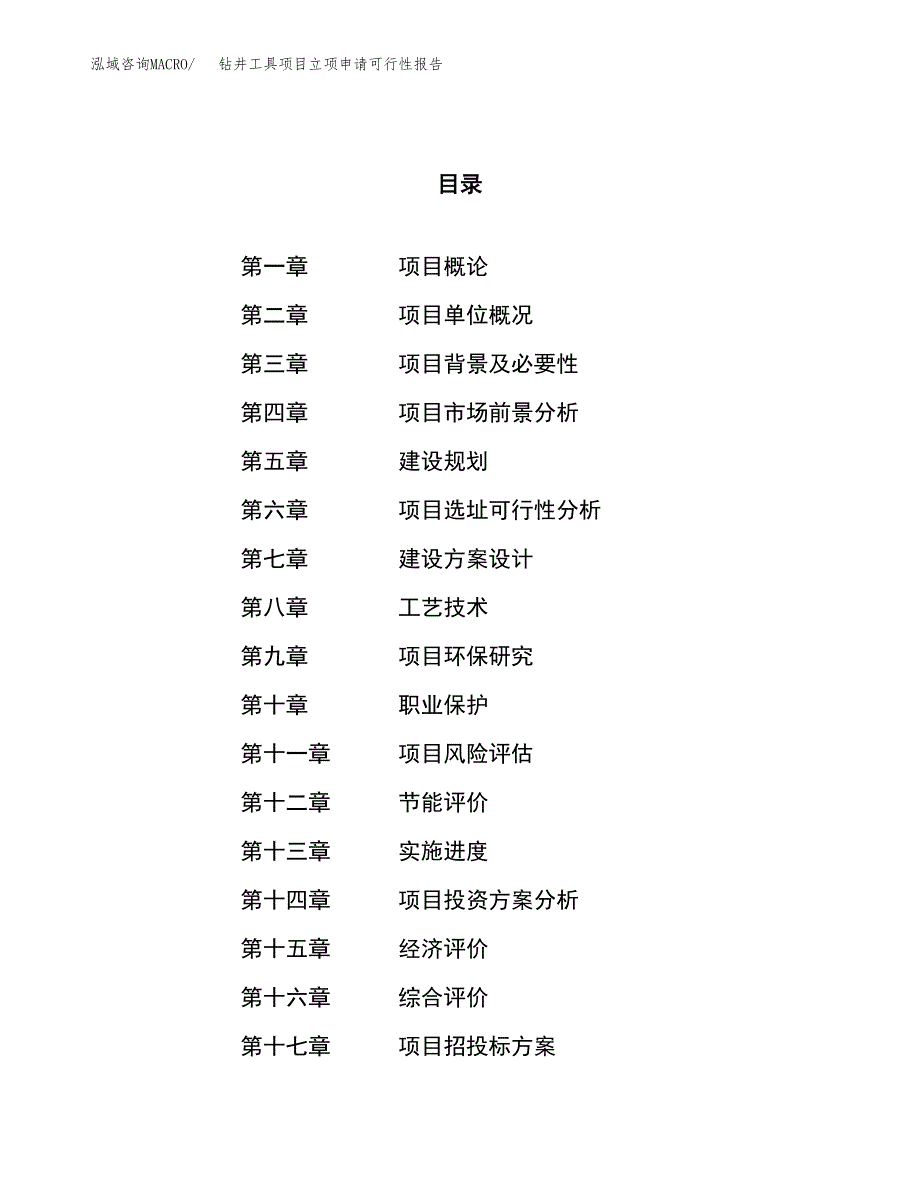 钻井工具项目立项申请可行性报告_第1页