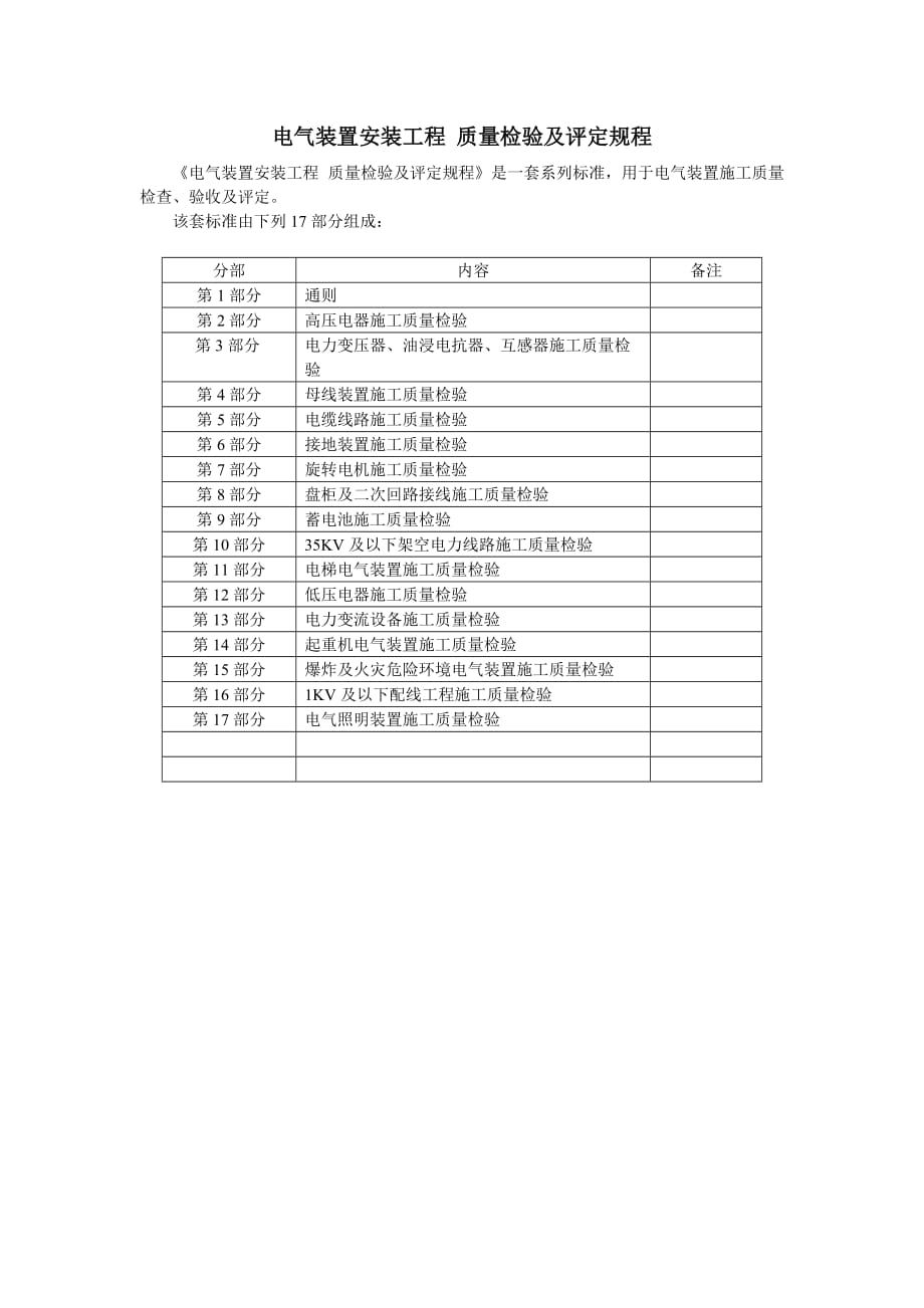 电气装置安装工程 质量检验及评定规程_第1页