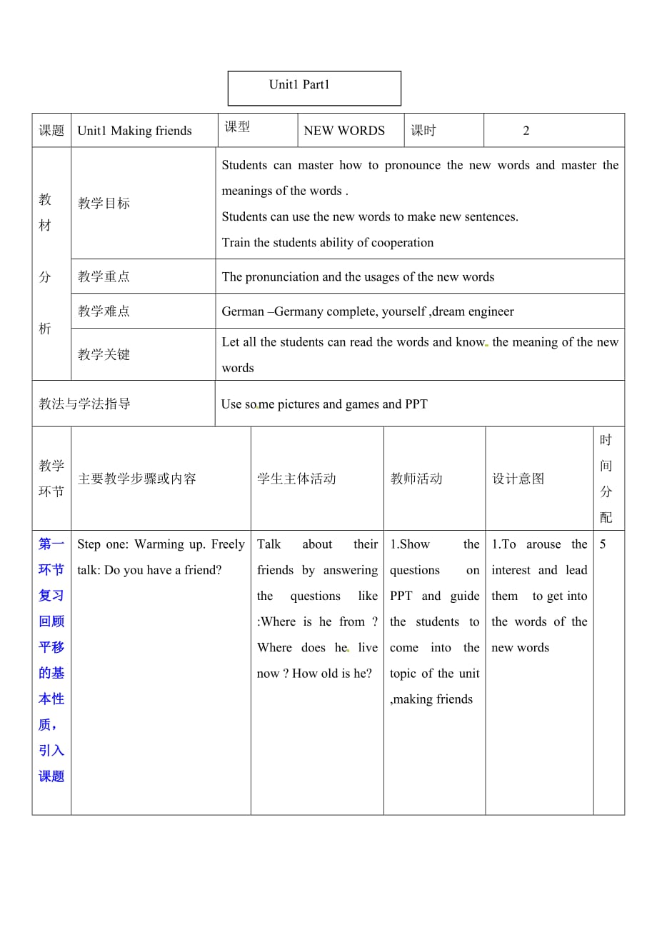 上海出版社七年级英语教学教案_第1页