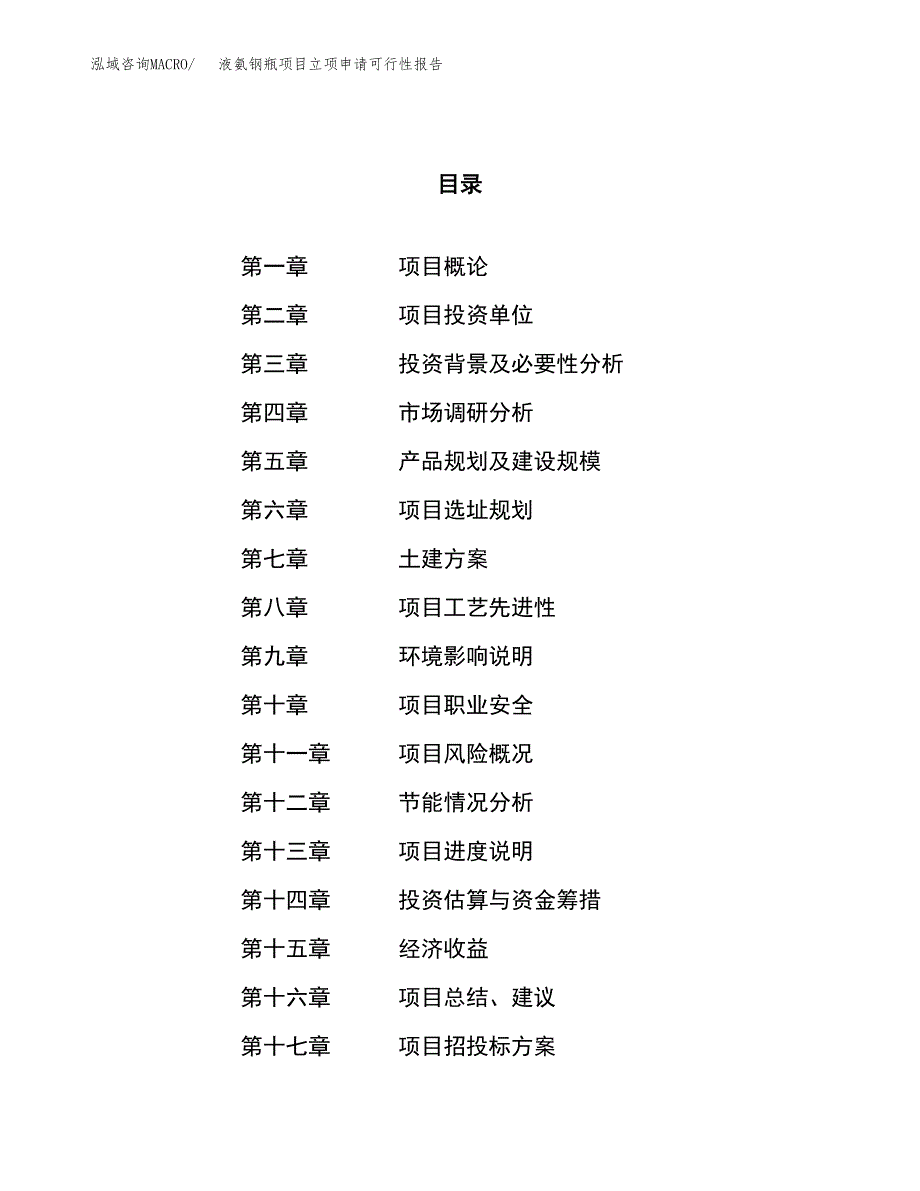 液氨钢瓶项目立项申请可行性报告_第1页