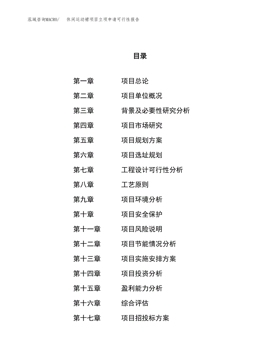 休闲运动裙项目立项申请可行性报告_第1页