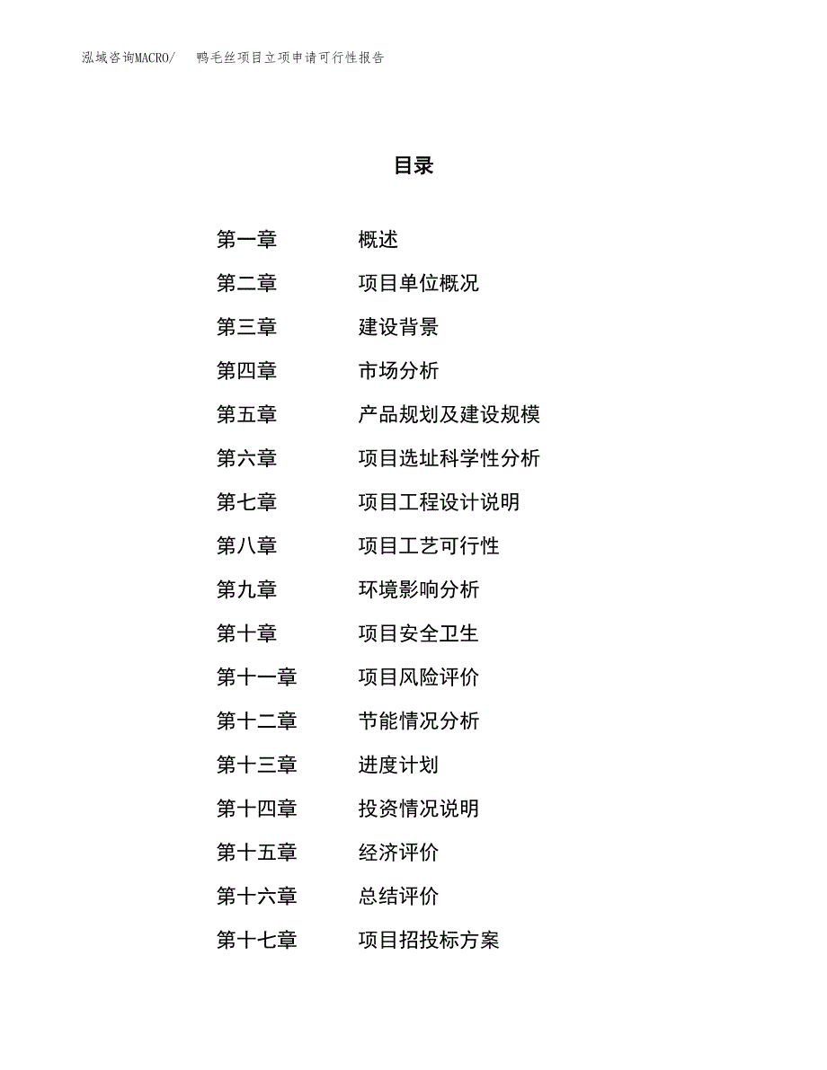 鸭毛丝项目立项申请可行性报告_第1页