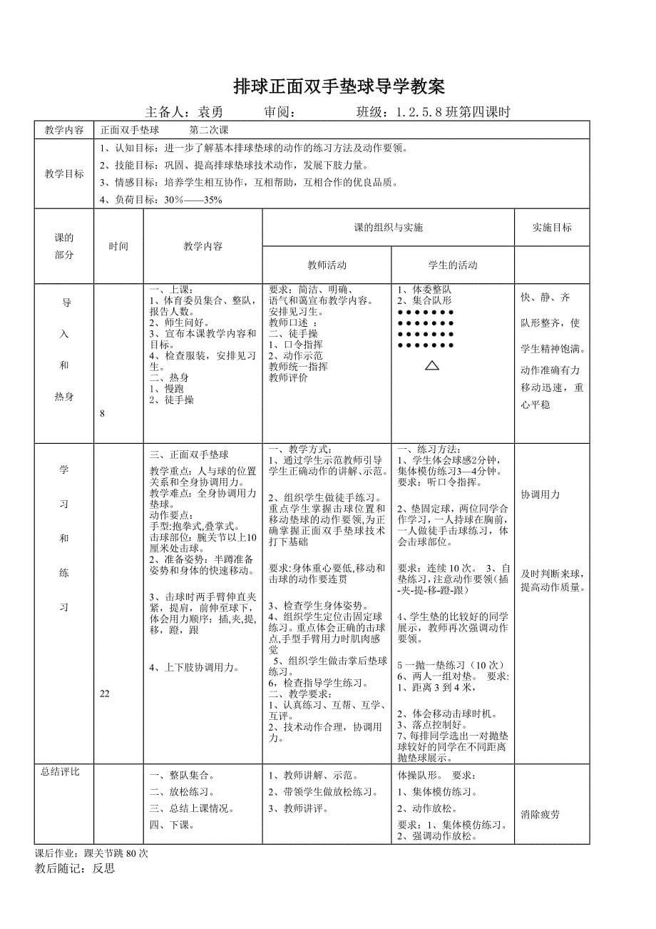 体育课课堂常规教学教案资料_第5页