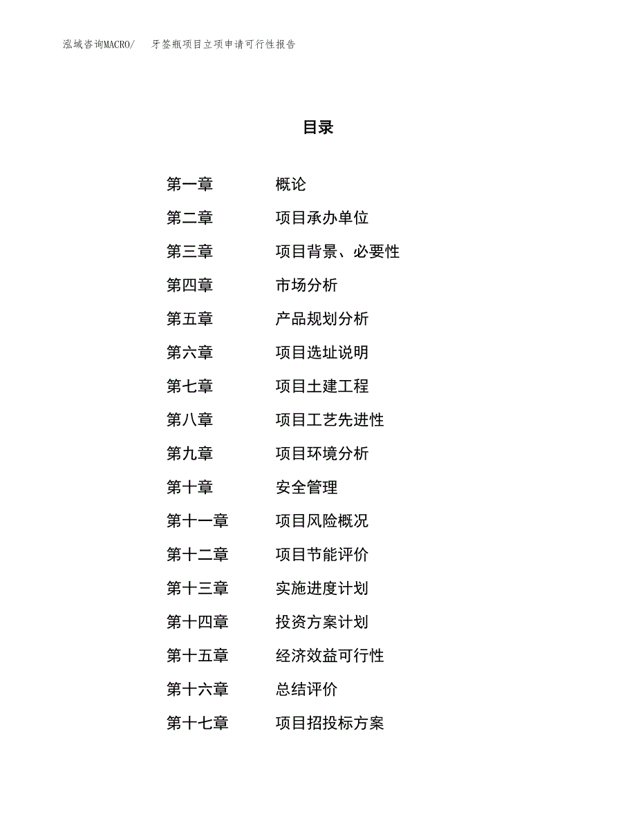 牙签瓶项目立项申请可行性报告_第1页