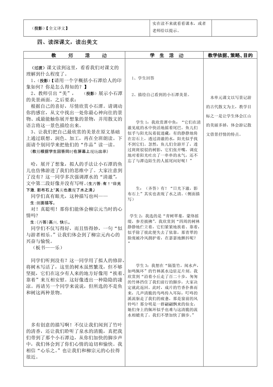 语文人教版八年级下册《小石潭记》教学预设_第3页