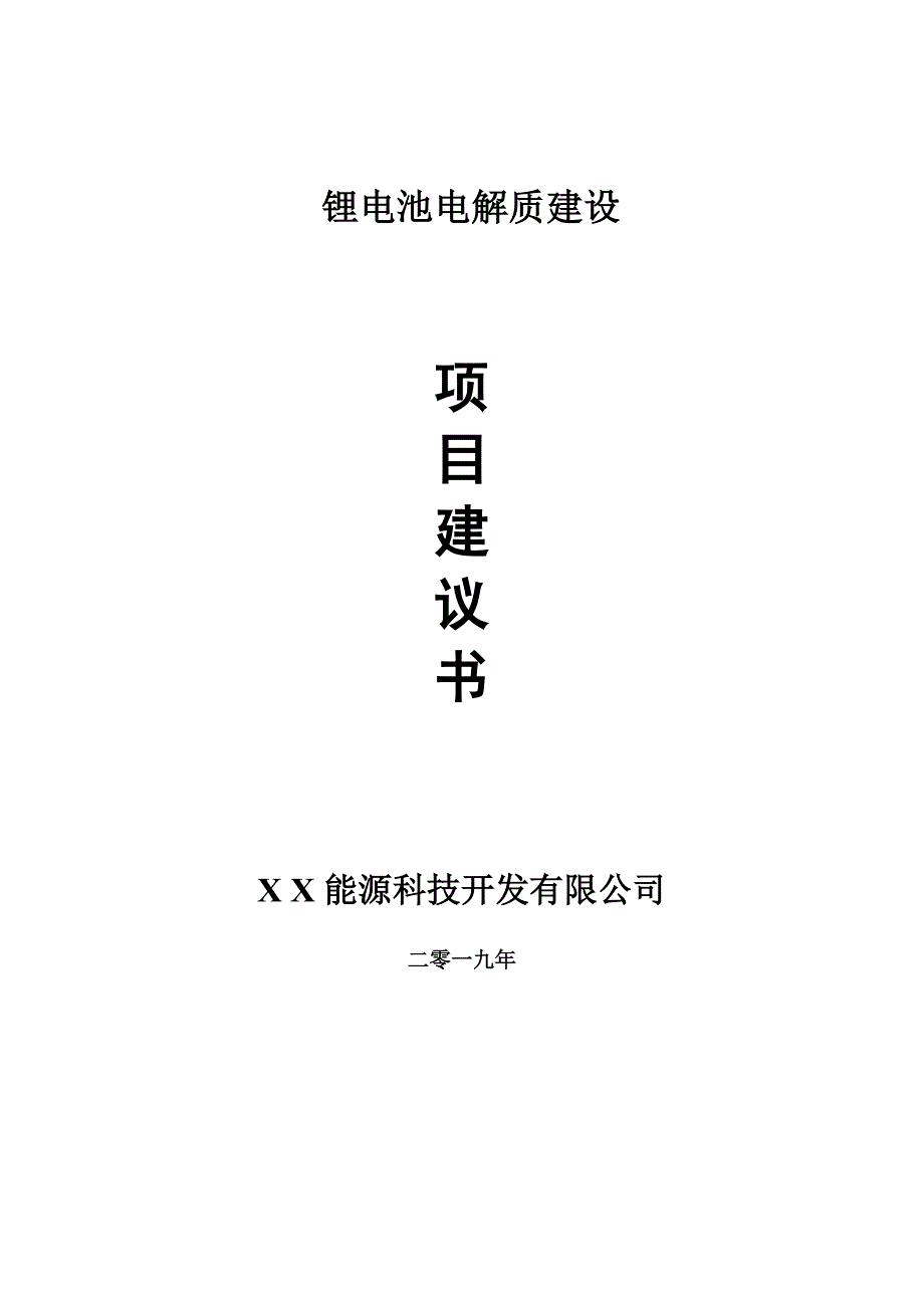 锂电池电解质项目建议书-可编辑案例_第1页