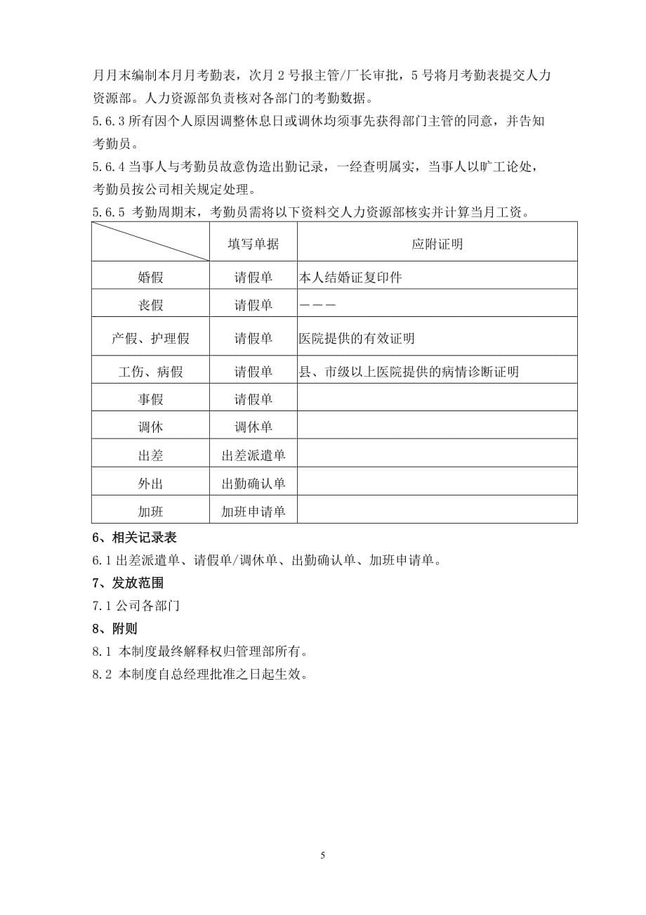 考勤管理制度(同名927)_第5页