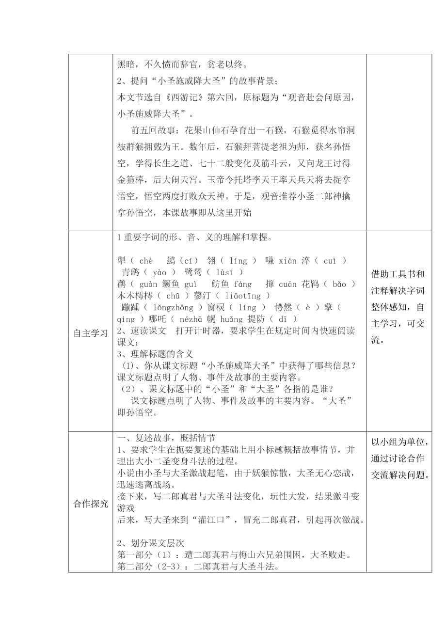 语文人教版七年级上册《小圣施威降大圣》导学案_第2页