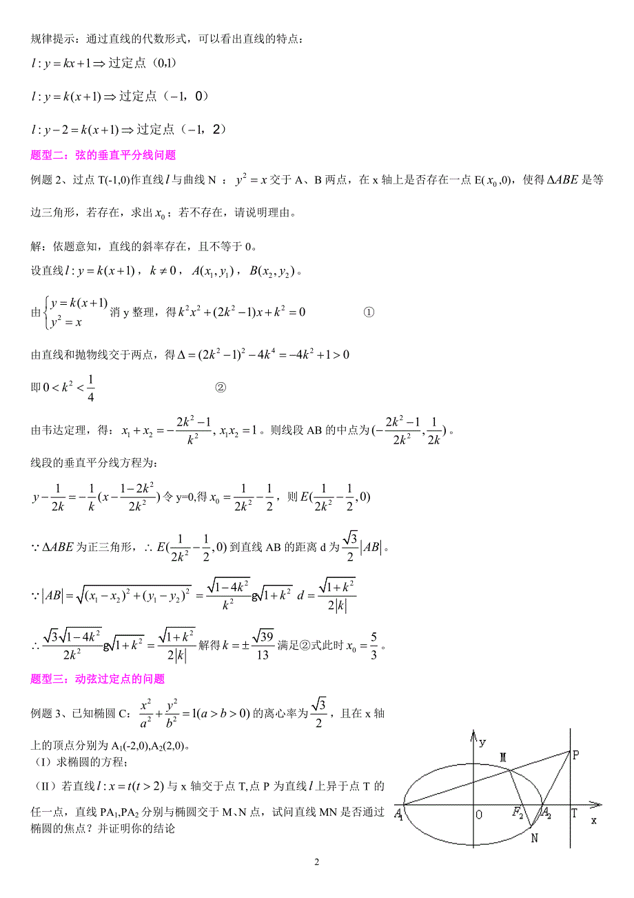 圆锥曲线题型总结资料_第2页