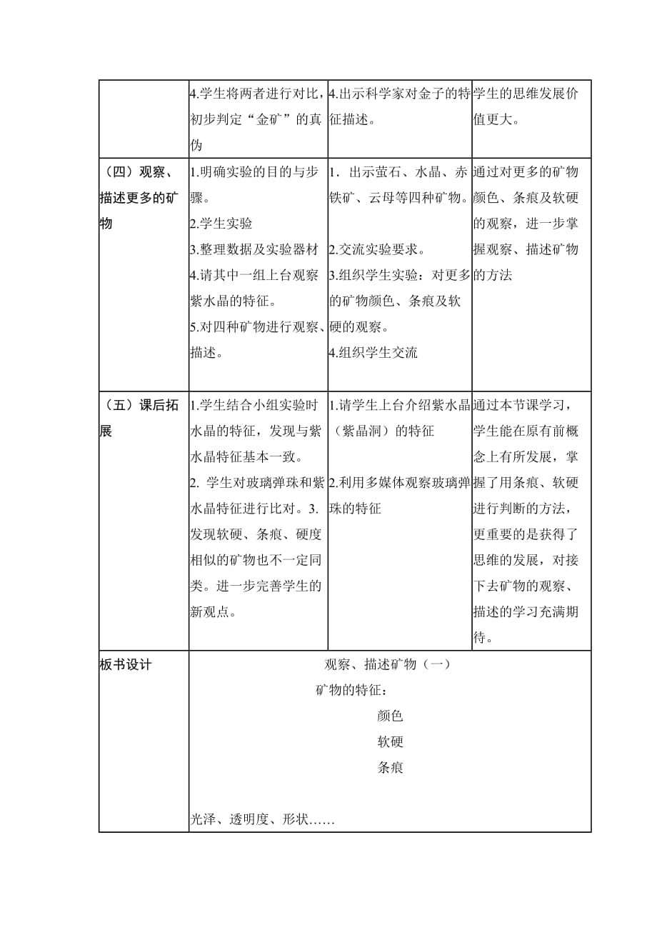 观察、描述矿物(一)研讨课教学设计_第3页