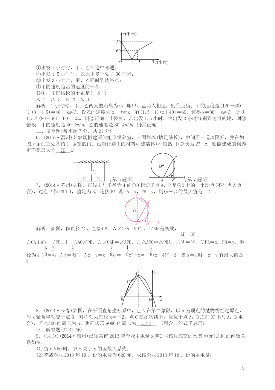 聚焦中考数学(甘肃省)考点跟踪突破14函数的应用_第2页