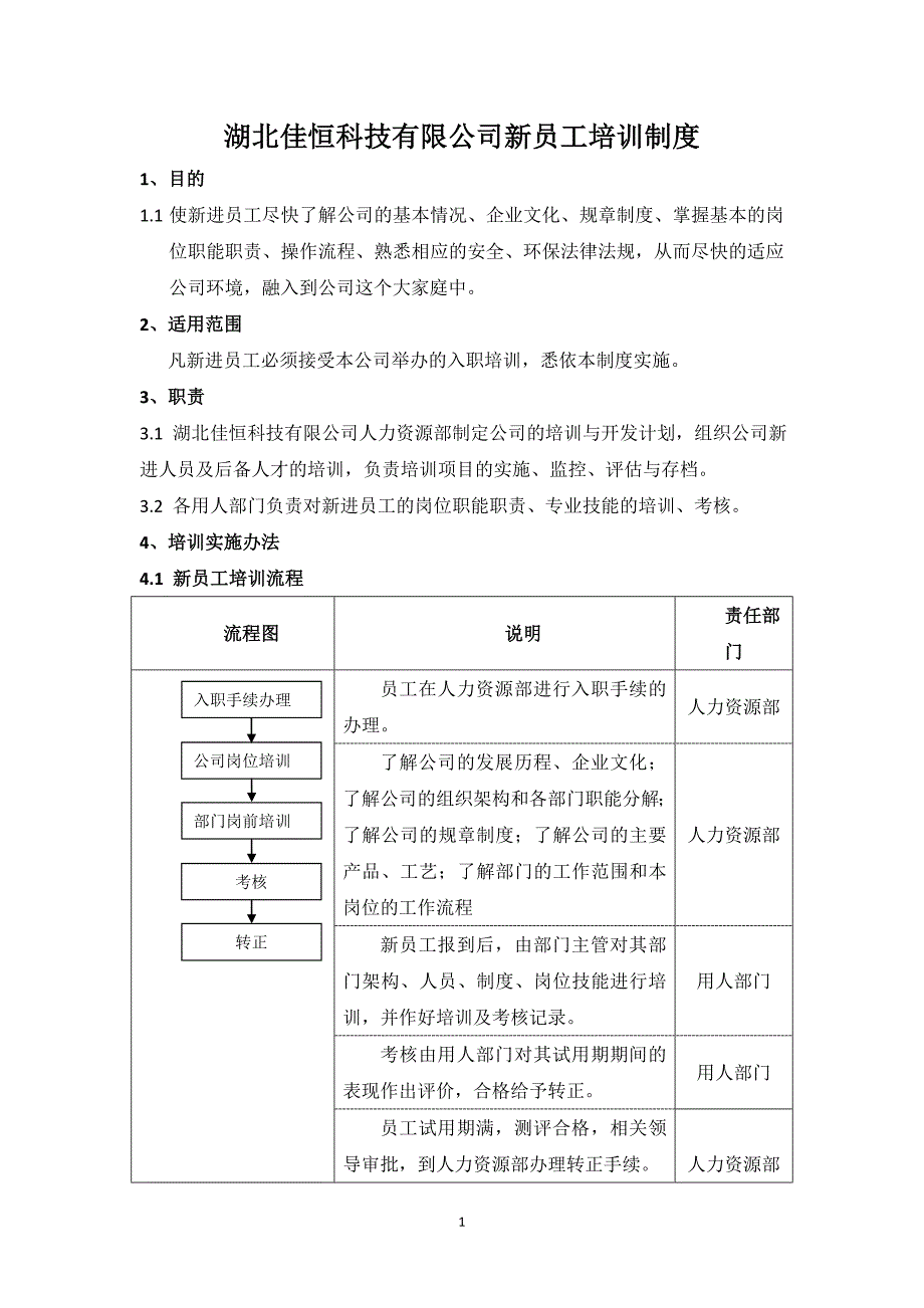 湖北佳恒科技有限公司hr新工培训制度1_第1页