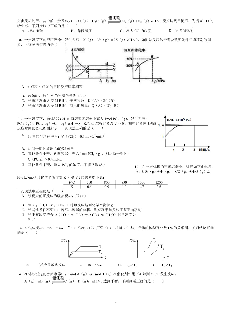 高中《化学平衡》习题集有答案哦_第2页