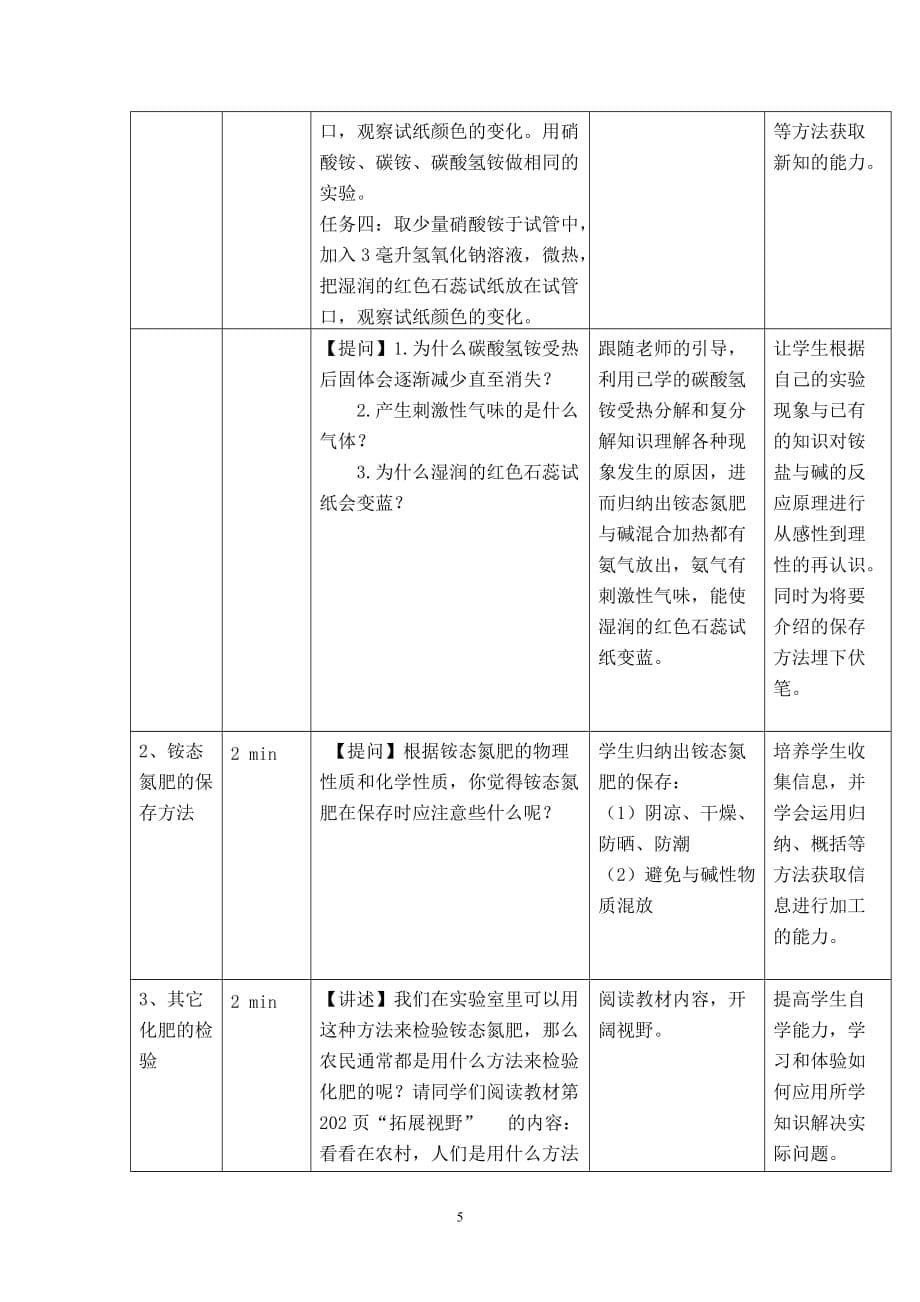 化学肥料教学设计——城东中学资料_第5页