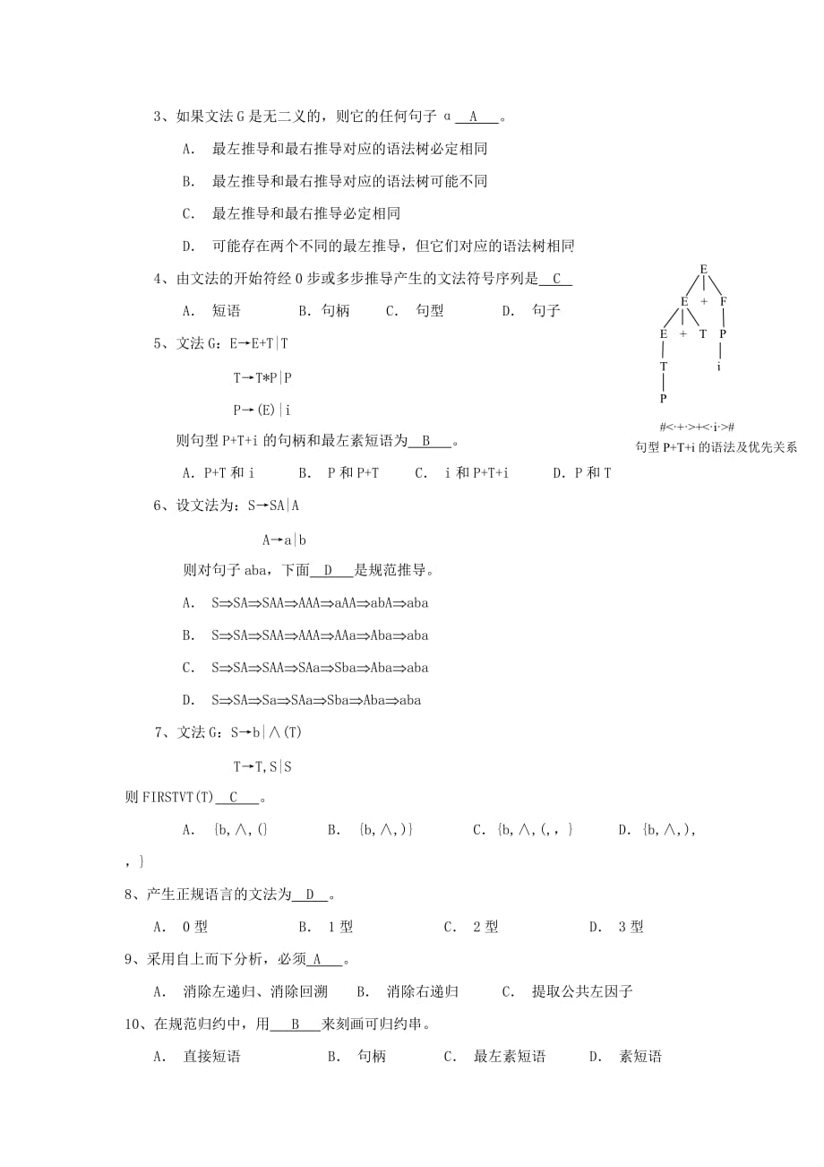 编译原理-第1、2、3、4章复习(期末)_第4页