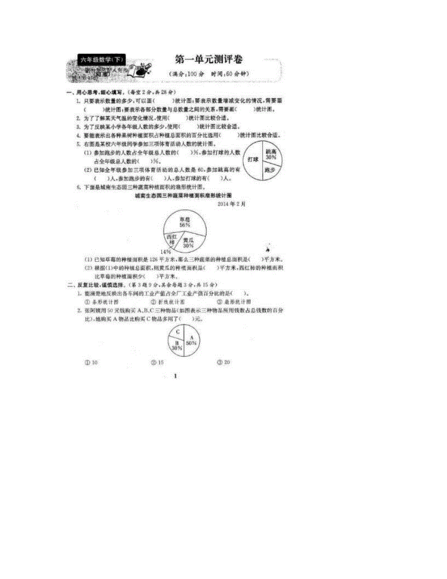 苏教版六年级数学下册全套试卷_第2页