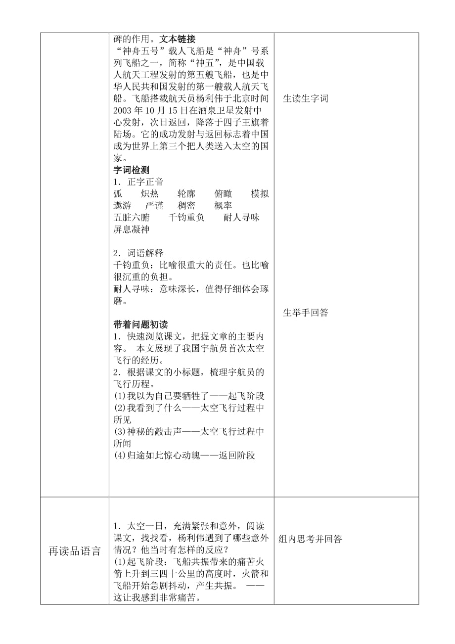 语文人教版八年级下册太空一日_第2页