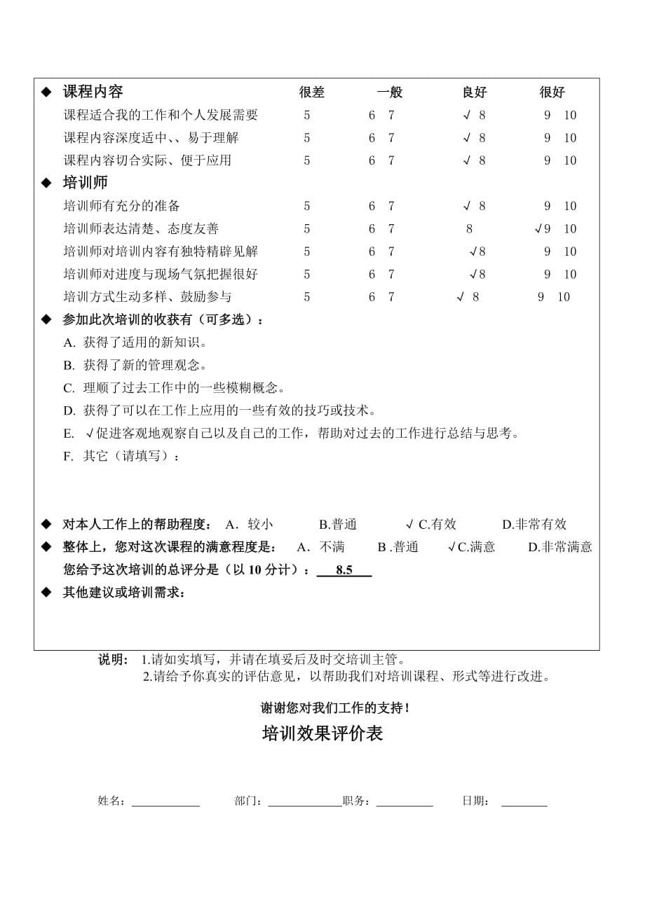 培训效果评估表资料_第5页