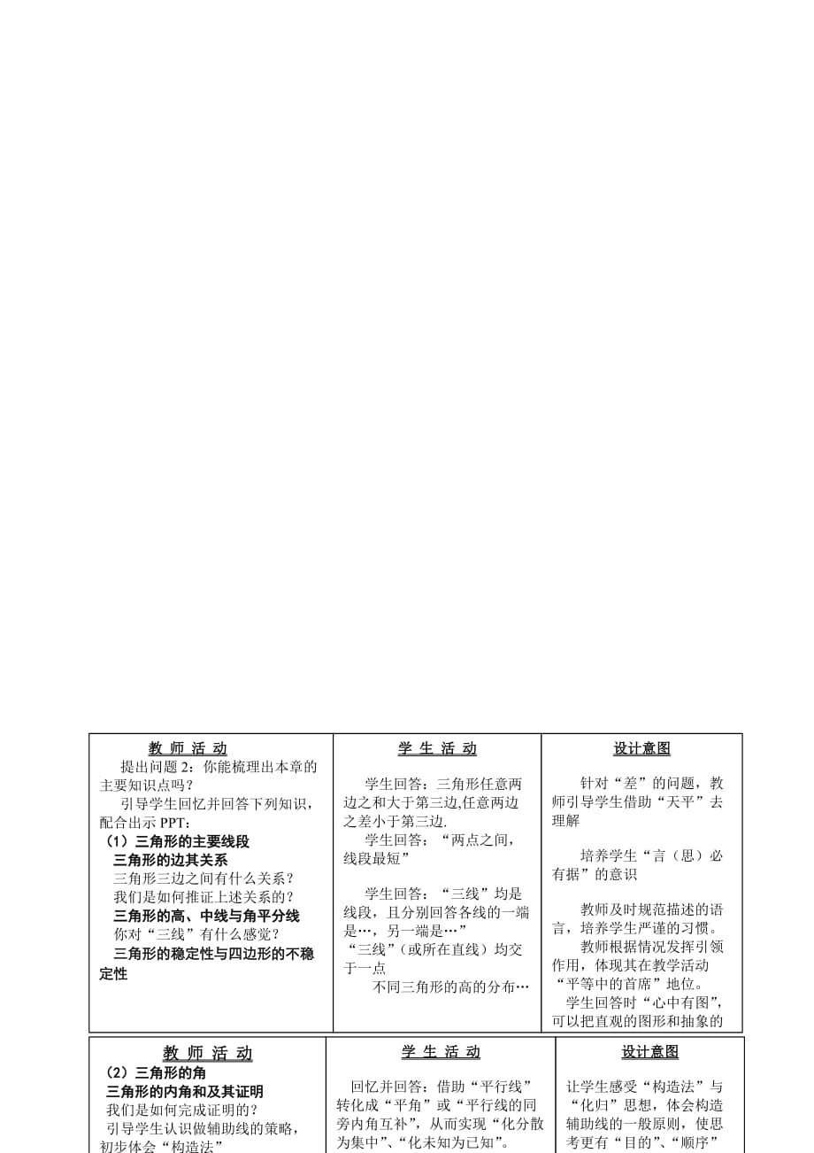 数学人教版八年级上册《三角形复习教学设计》_第2页