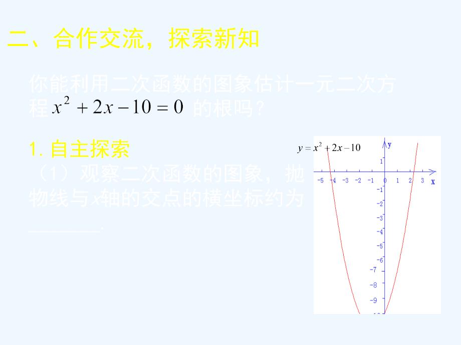数学北师大版九年级下册2.5 二次函数与一元二次方程（第2课时）演示文稿_第3页