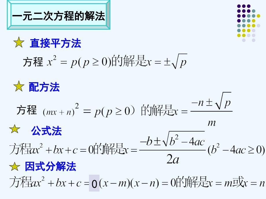 数学北师大版九年级上册一元二次方程复习课_第3页