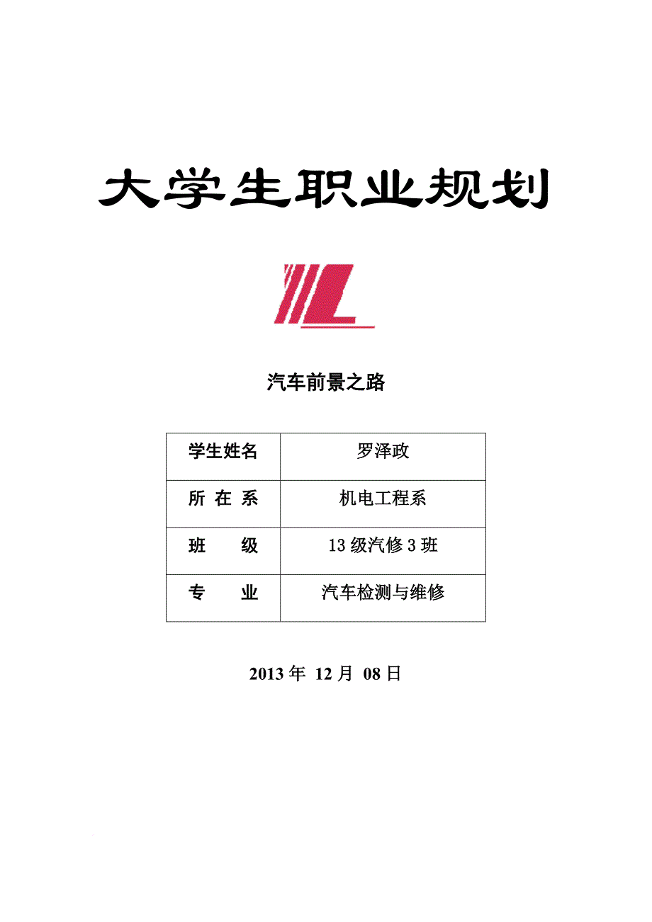 罗泽政职业规划_第1页