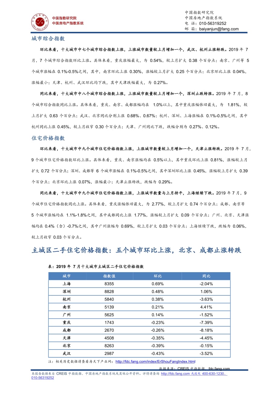 《十大城市房地产价格指数（2019年7月）》_第2页