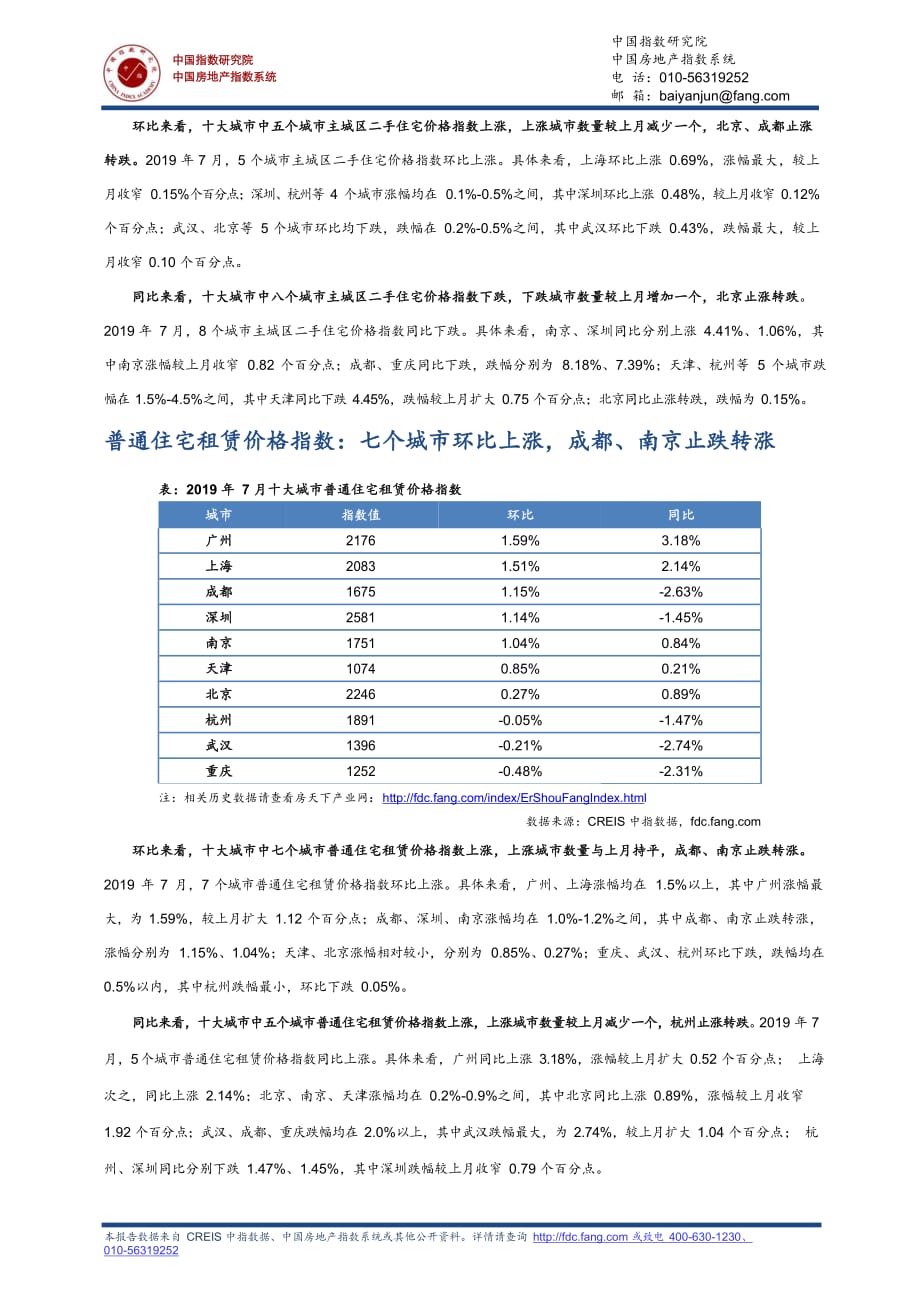 《十大城市房地产价格指数（2019年7月）》_第3页