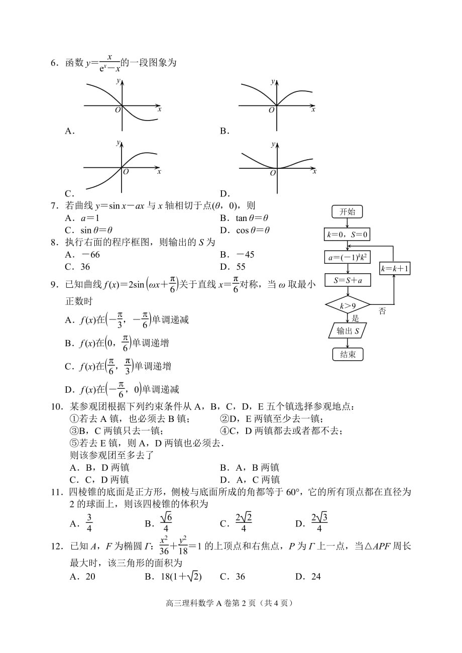 河北省唐山市滦南一中2018届高三数学上学期期中试题 理（pdf无答案）_第2页