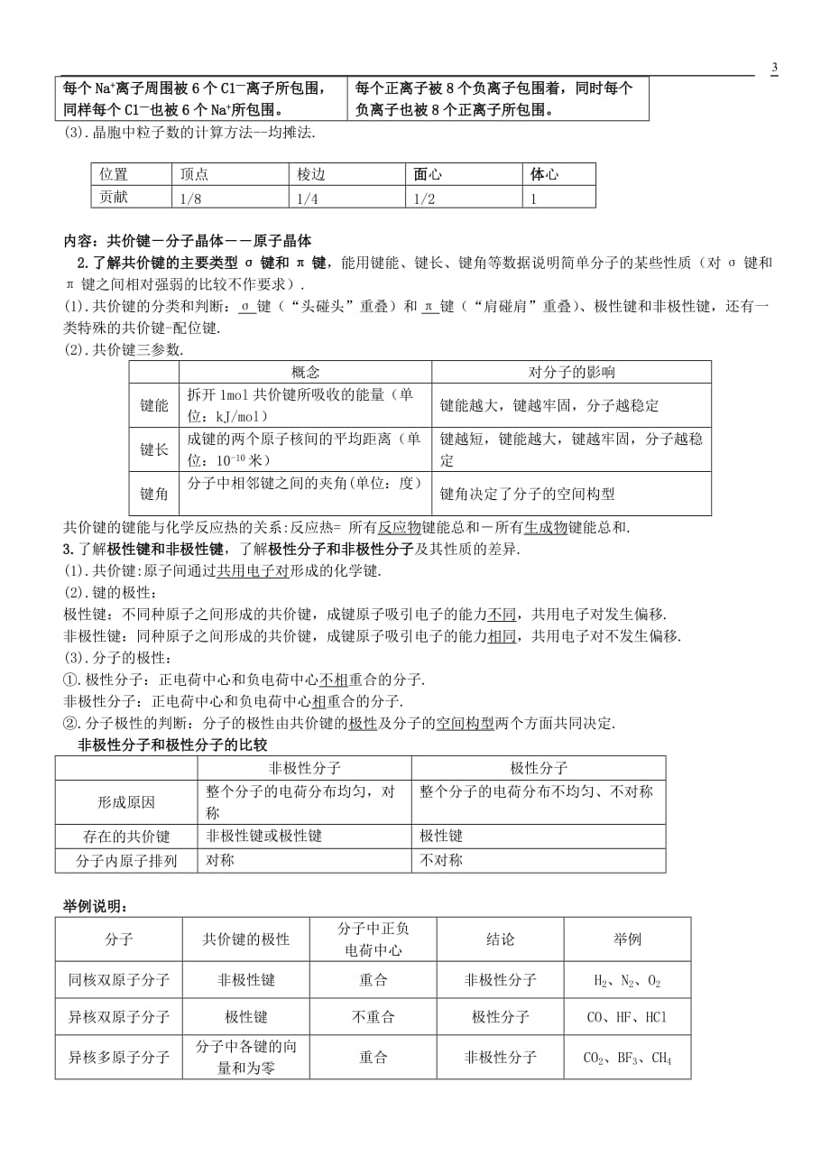 高中化学选修《物质结构与性质》知识点提纲-_第3页