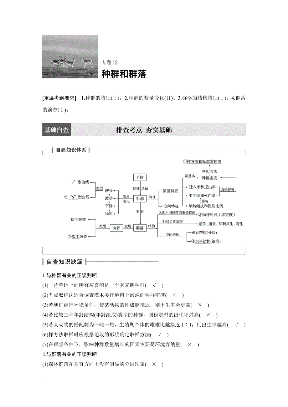 2017届二轮复习-专题13-种群和群落-学案(适用全国)-(1)_第1页