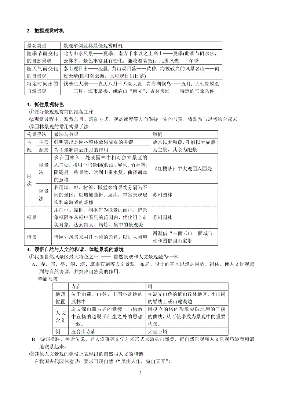 选修三-旅游地理-知识点总结(湘教版)_第3页