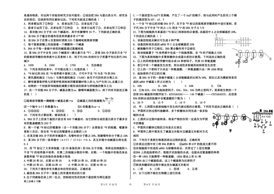 高中生物必修2复习习题_第2页