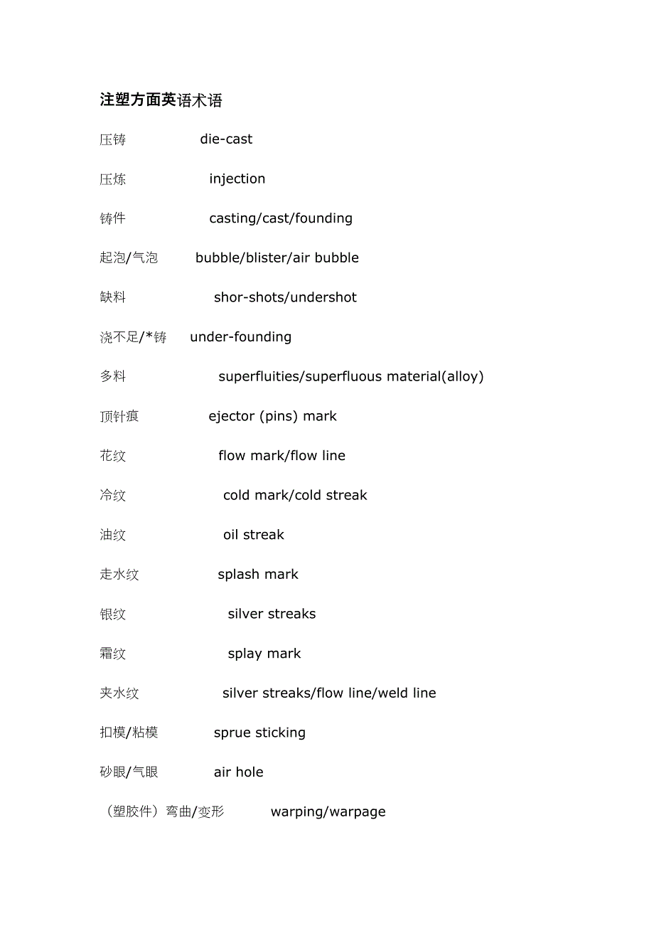 注塑方面英语术语资料_第1页