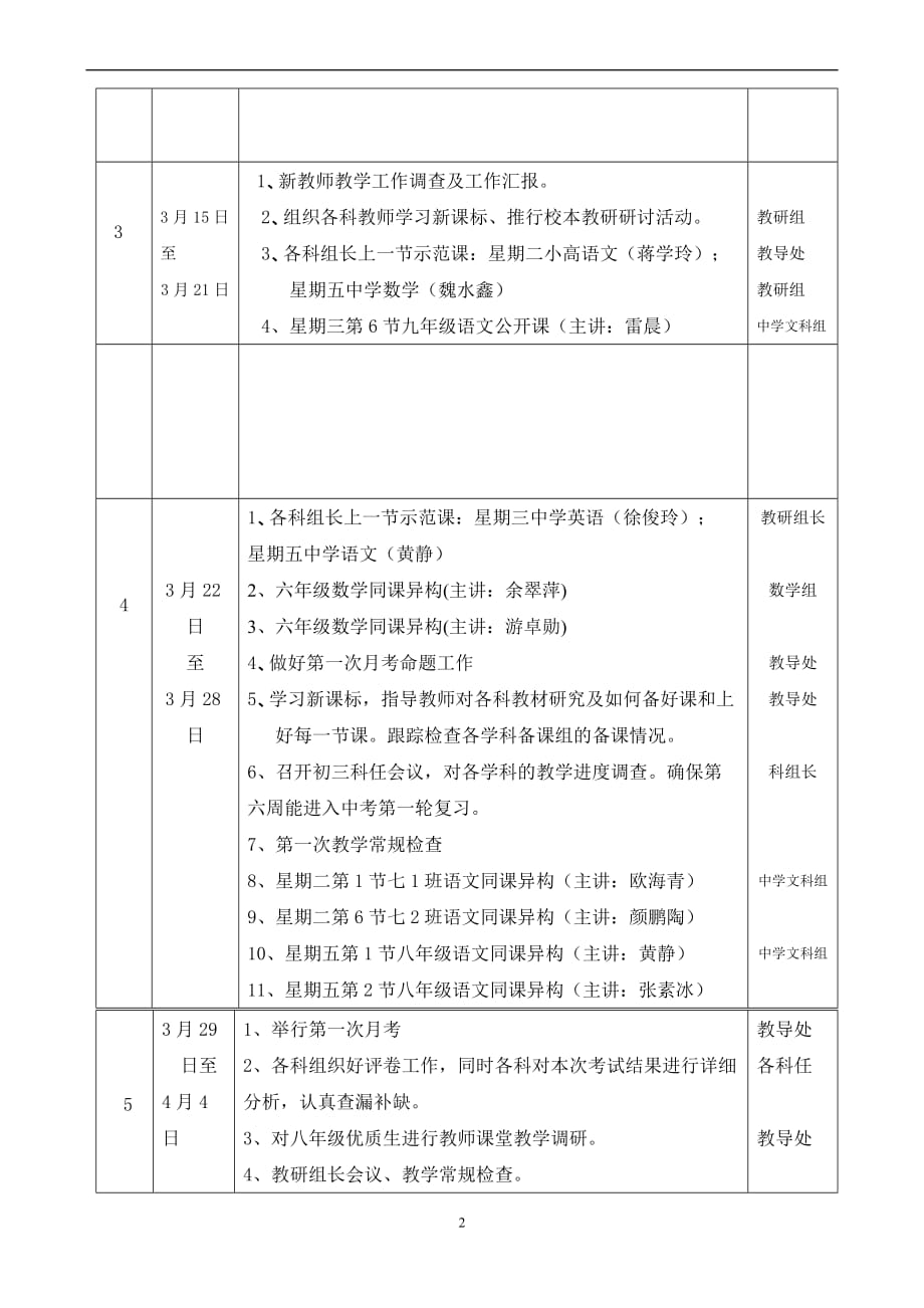 2015学年春教导处工作行事历---2015_第2页