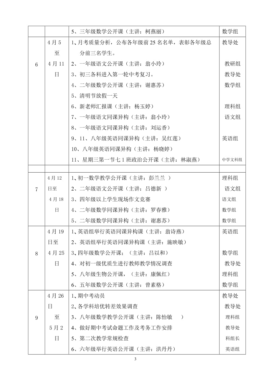 2015学年春教导处工作行事历---2015_第3页