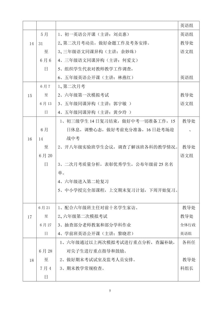 2015学年春教导处工作行事历---2015_第5页