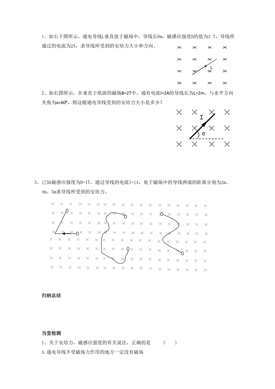 《磁场对通电导线的作用——安培力》导学案1_第3页