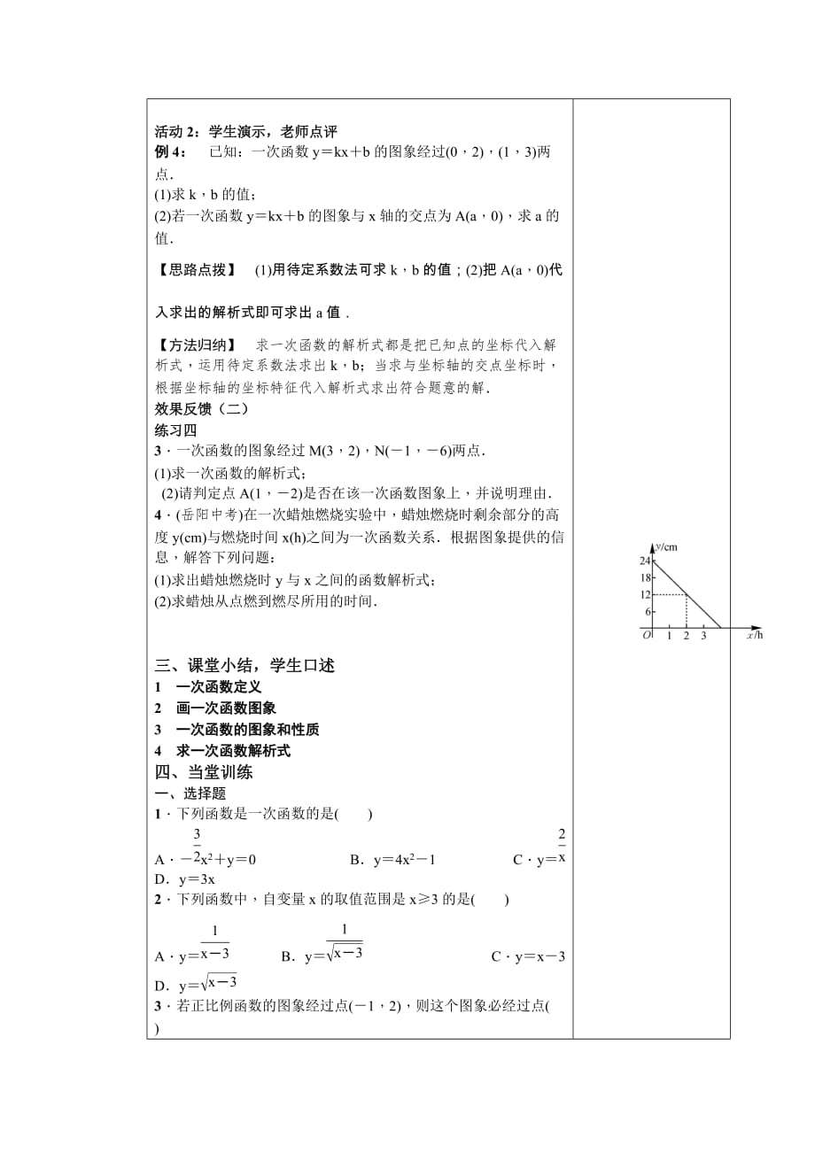 数学人教版八年级下册期末复习(四)　一次函数_第2页