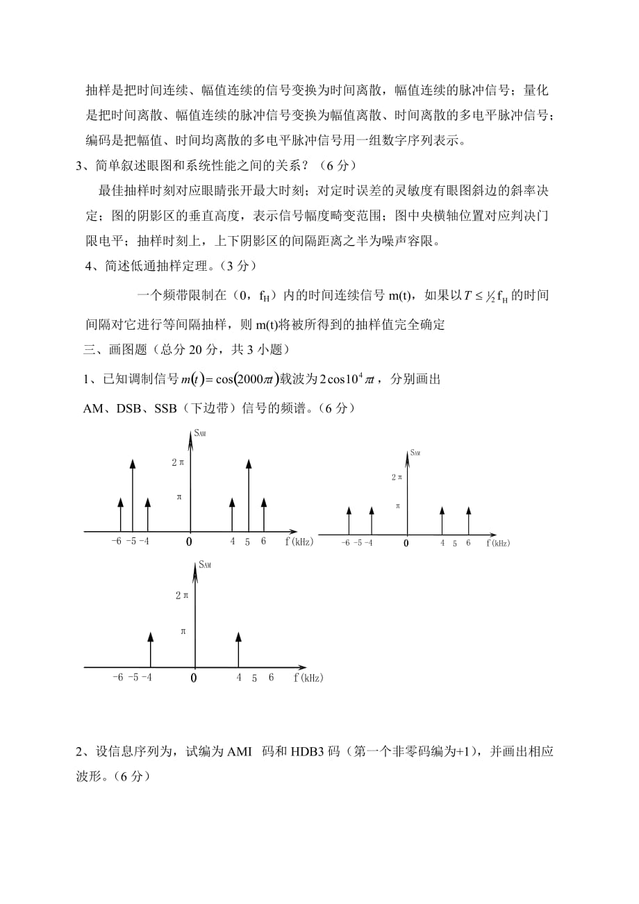 通信原理期末考试试题及答案(武汉东湖学院)_第2页