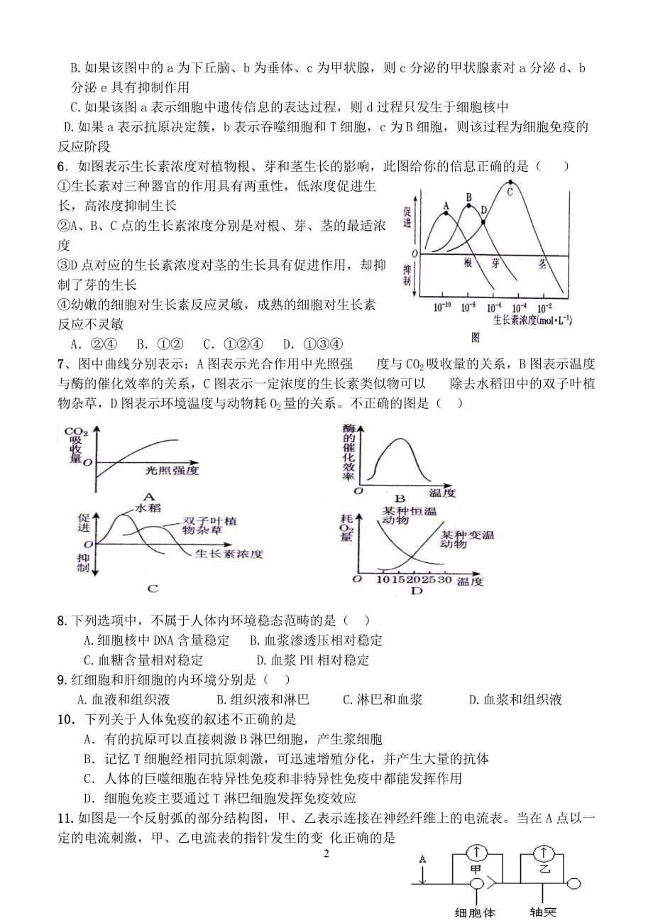 高中生物必修三1-3章测试卷(一)_第2页