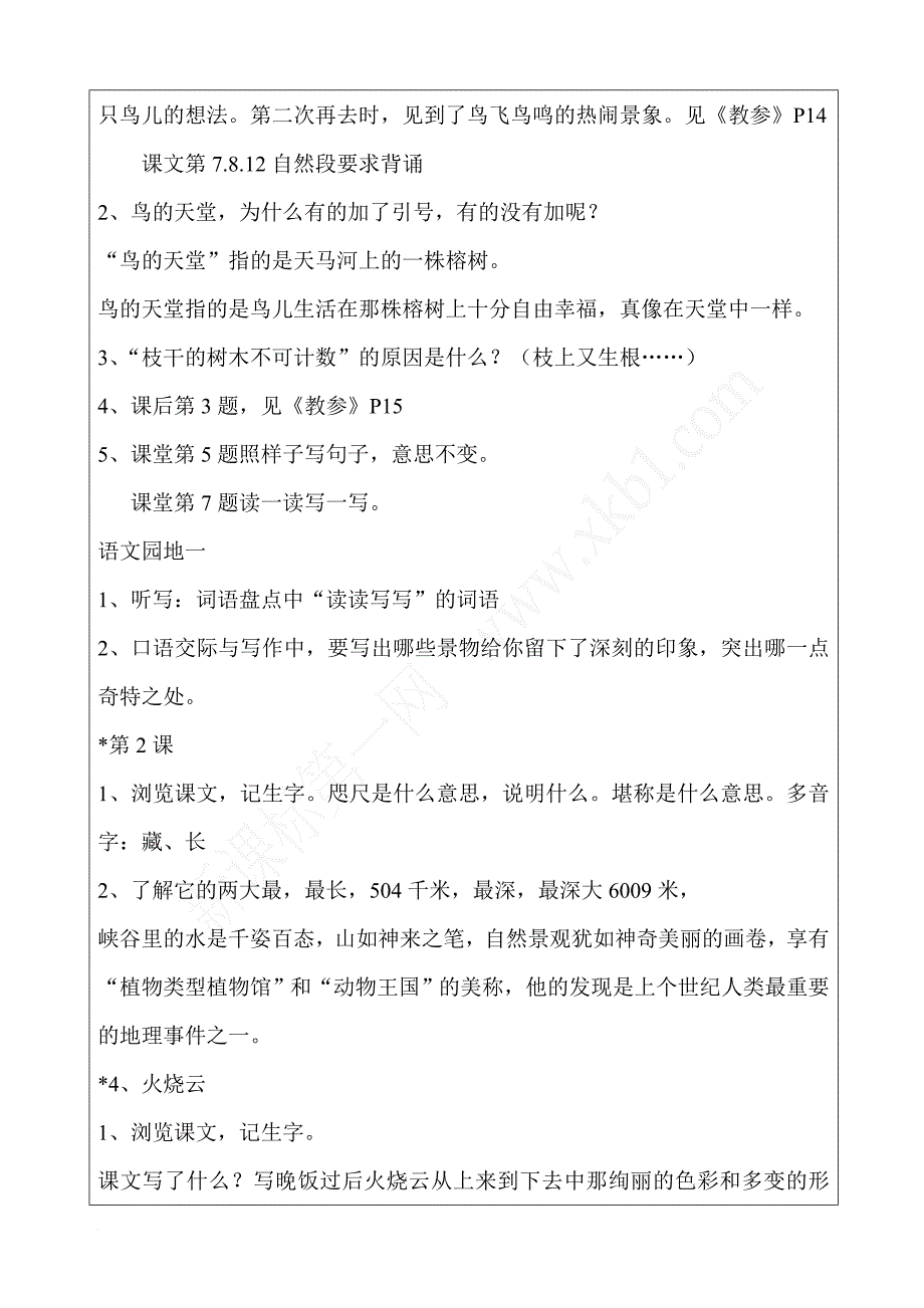 2015年人教版四年级上册语文复习教案全册_第3页