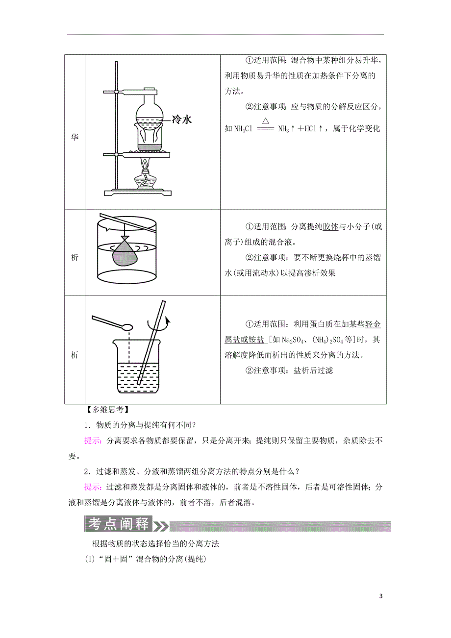 通用版2019版高考化学微一轮复习第2讲物质的分离和提纯学案20180509154_第3页