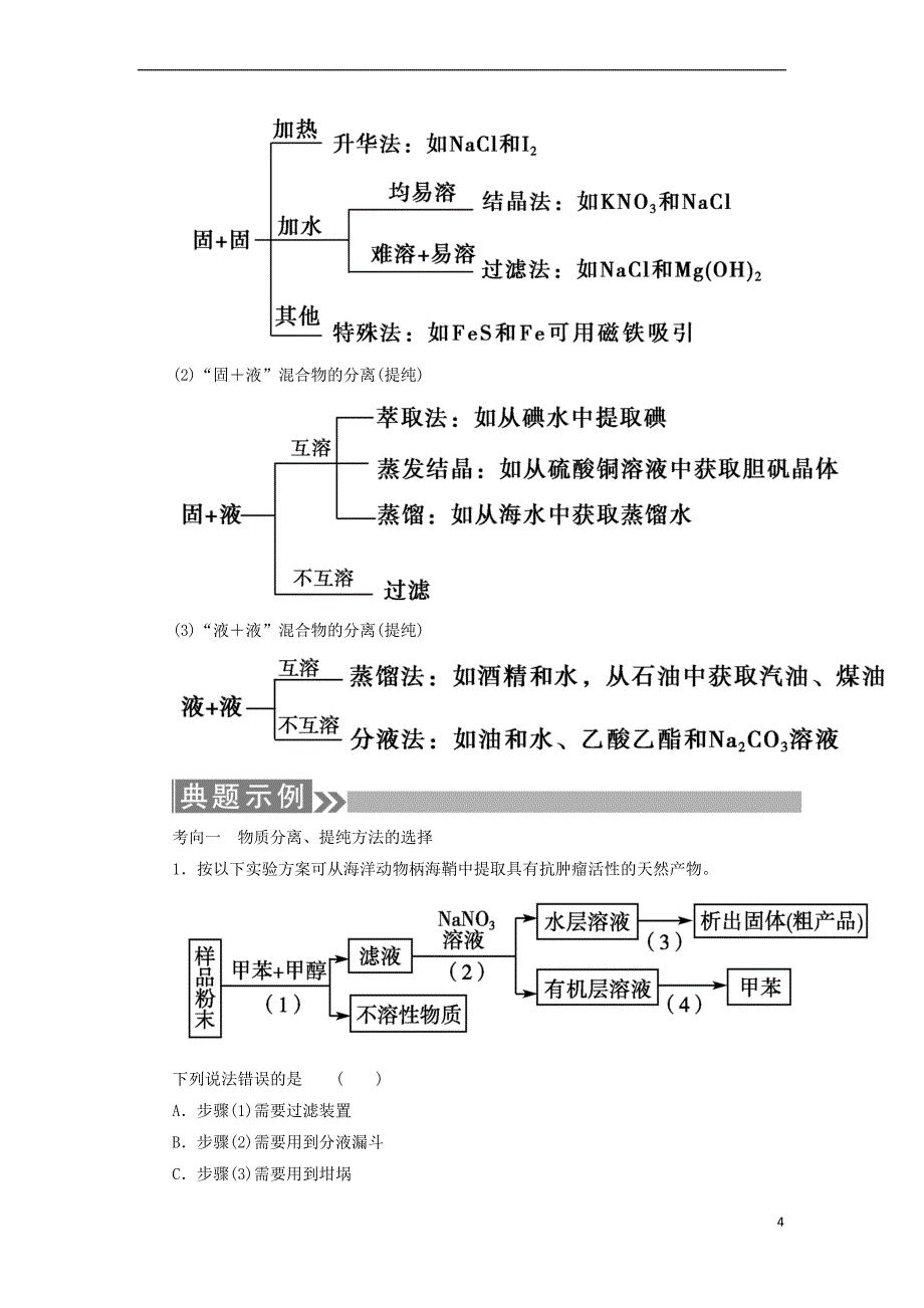 通用版2019版高考化学微一轮复习第2讲物质的分离和提纯学案20180509154_第4页