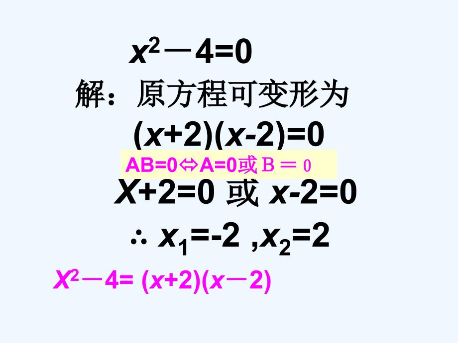 数学人教版九年级上册2011人教版数学22.2.3因式分解法解一元二次方程_第2页