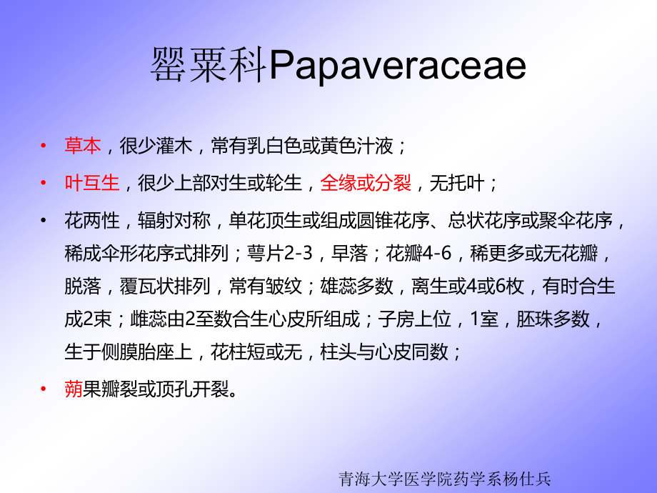 罂粟科、十字花科、景天科、蔷薇科_第1页