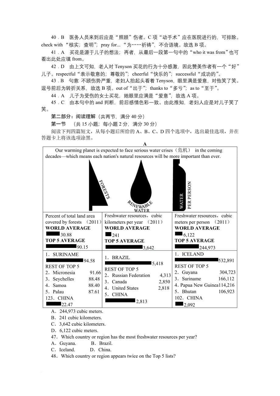 2014陕西高考英语真题(含答案)_第5页